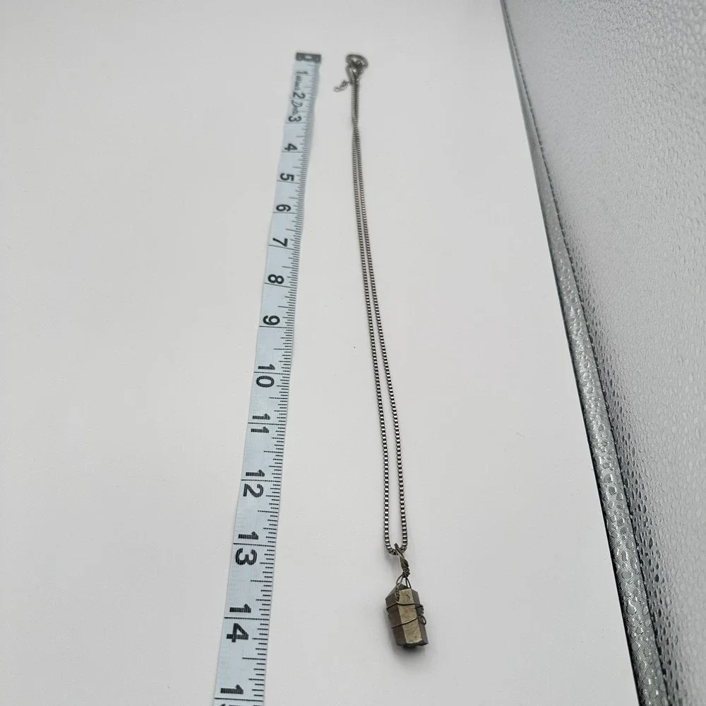 Vintage 90s Wire Wrapped Pyrite Point Pendant Necklace Women's Classic Jewelry